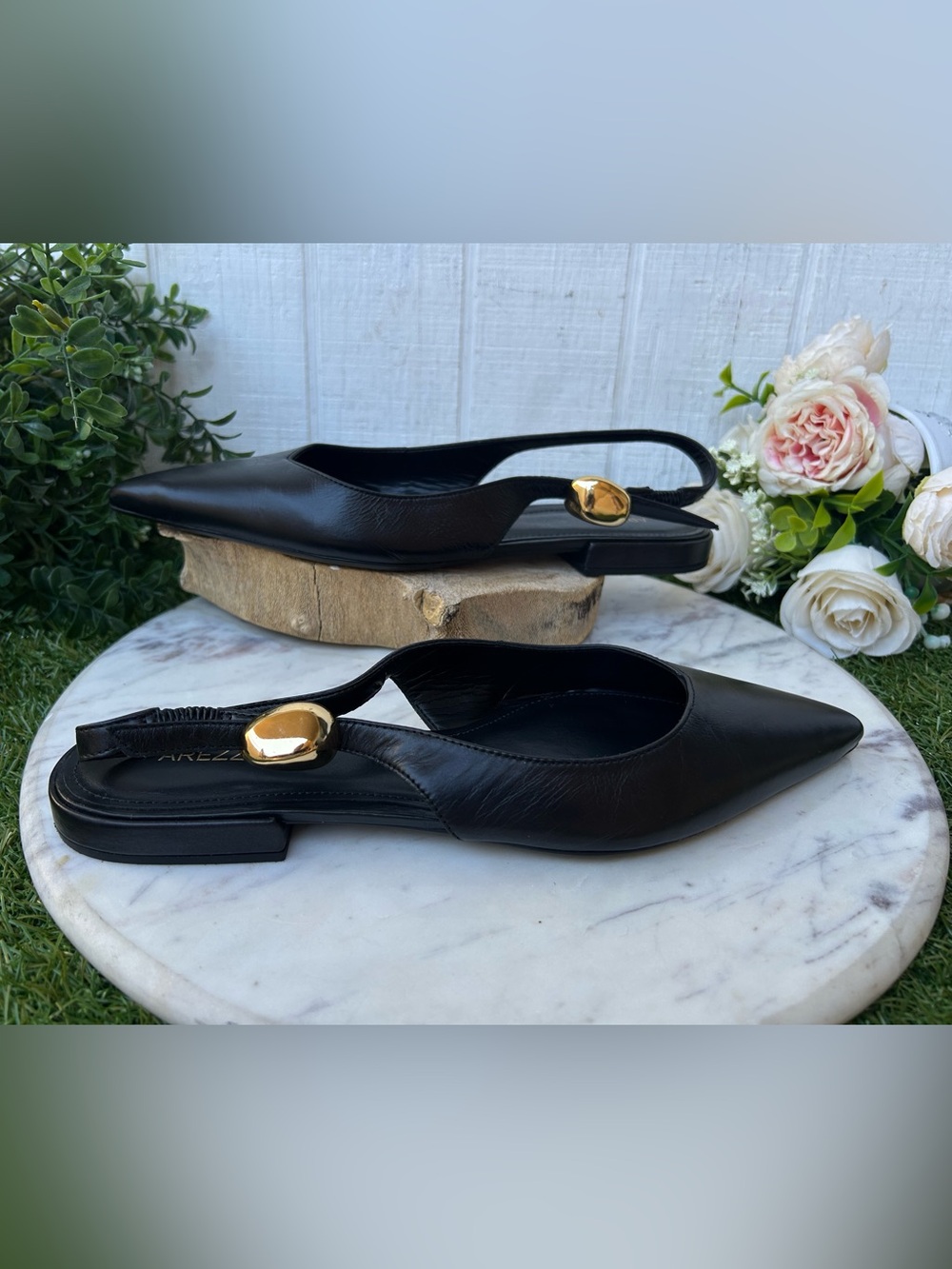 Arezzo Farrah Ballet Leather Flat in Black women size 8 gently used - Picture 7 of 16